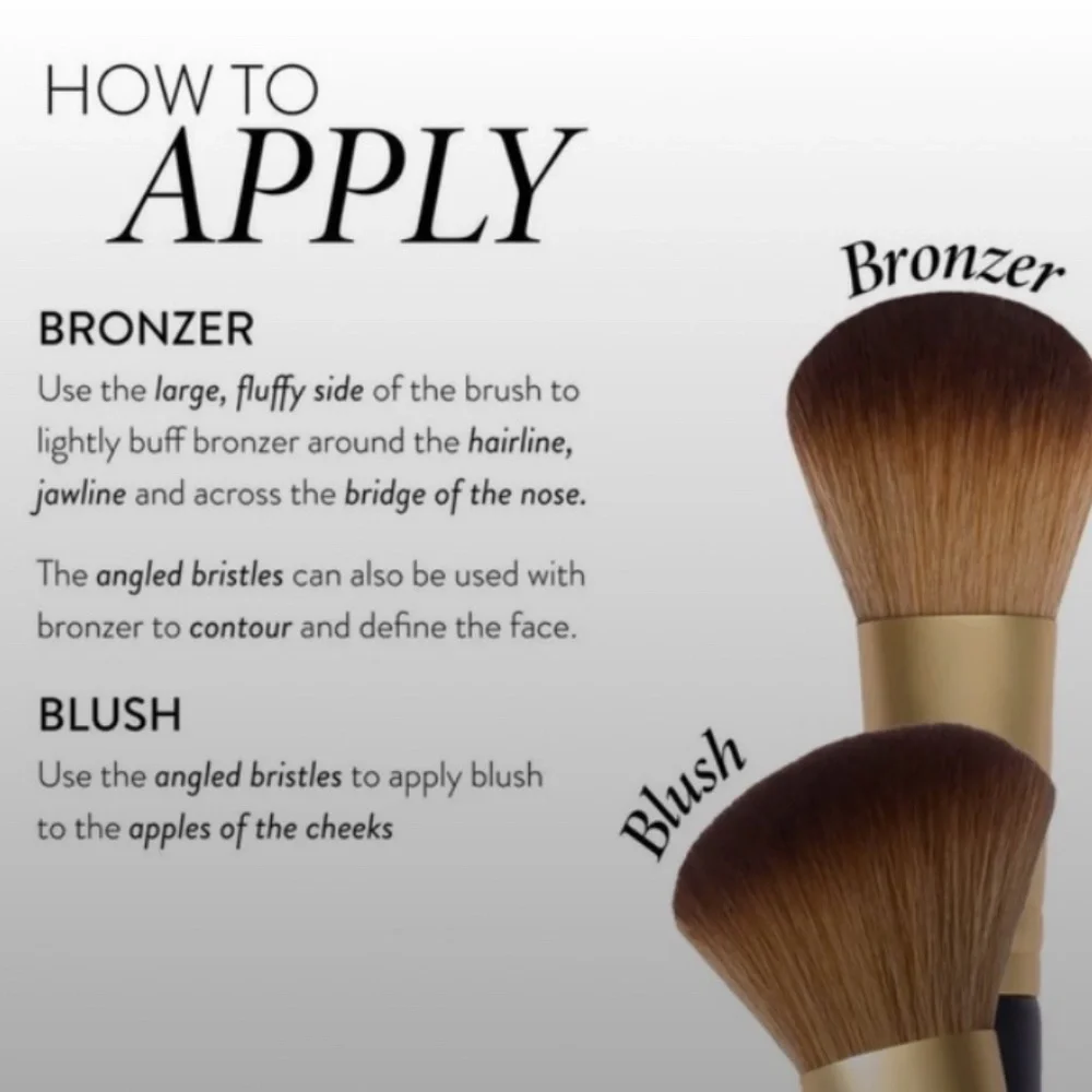 Laura Geller Dual-Ended Blush and Bronzer Brush Gold and Black New in Package